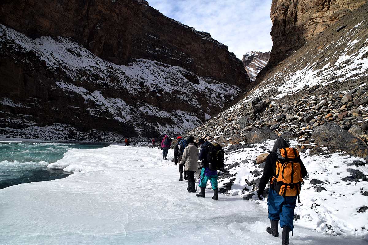 Walking the frozen Zanskar river